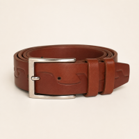 Curea bărbați elegantă maro cognac din piele naturală, 3.5 cm CLK3506M